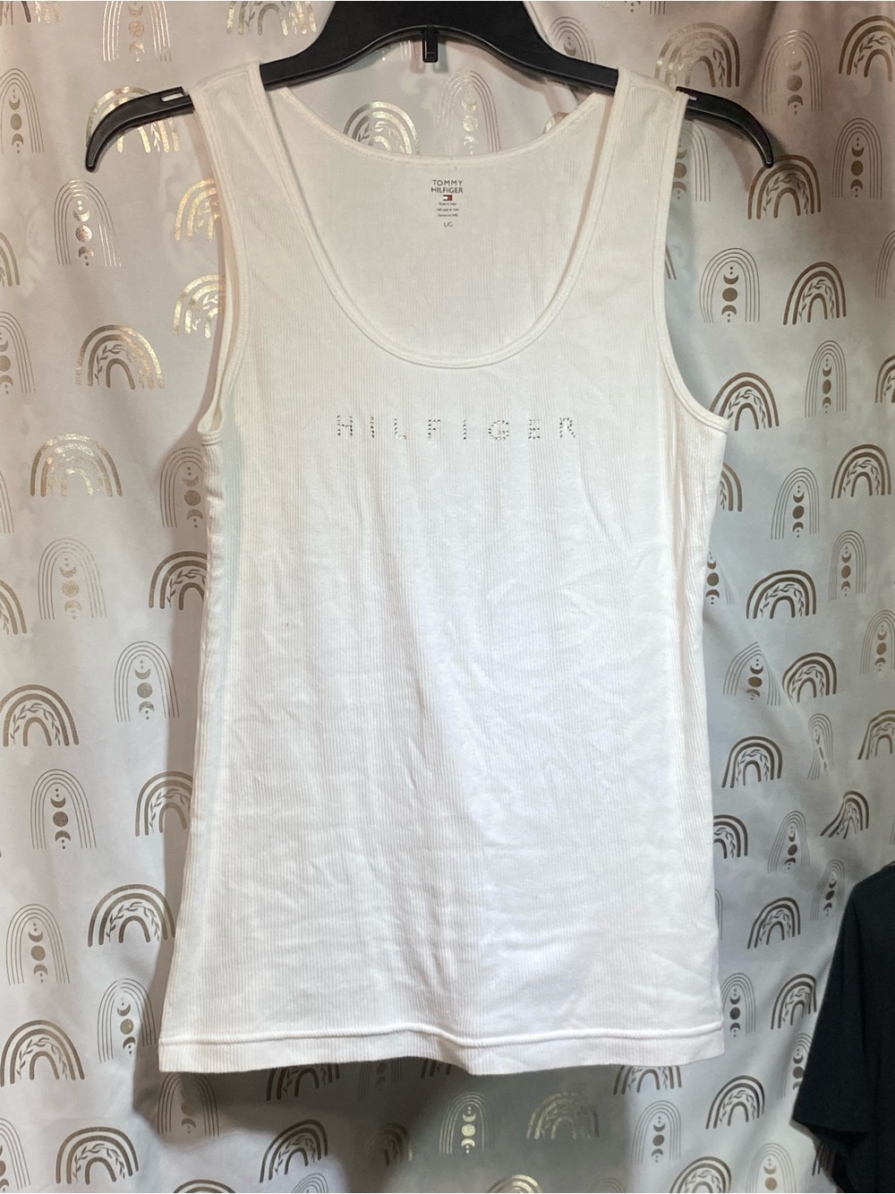 Tommy Hilfiger White Rhinestone Logo Tank